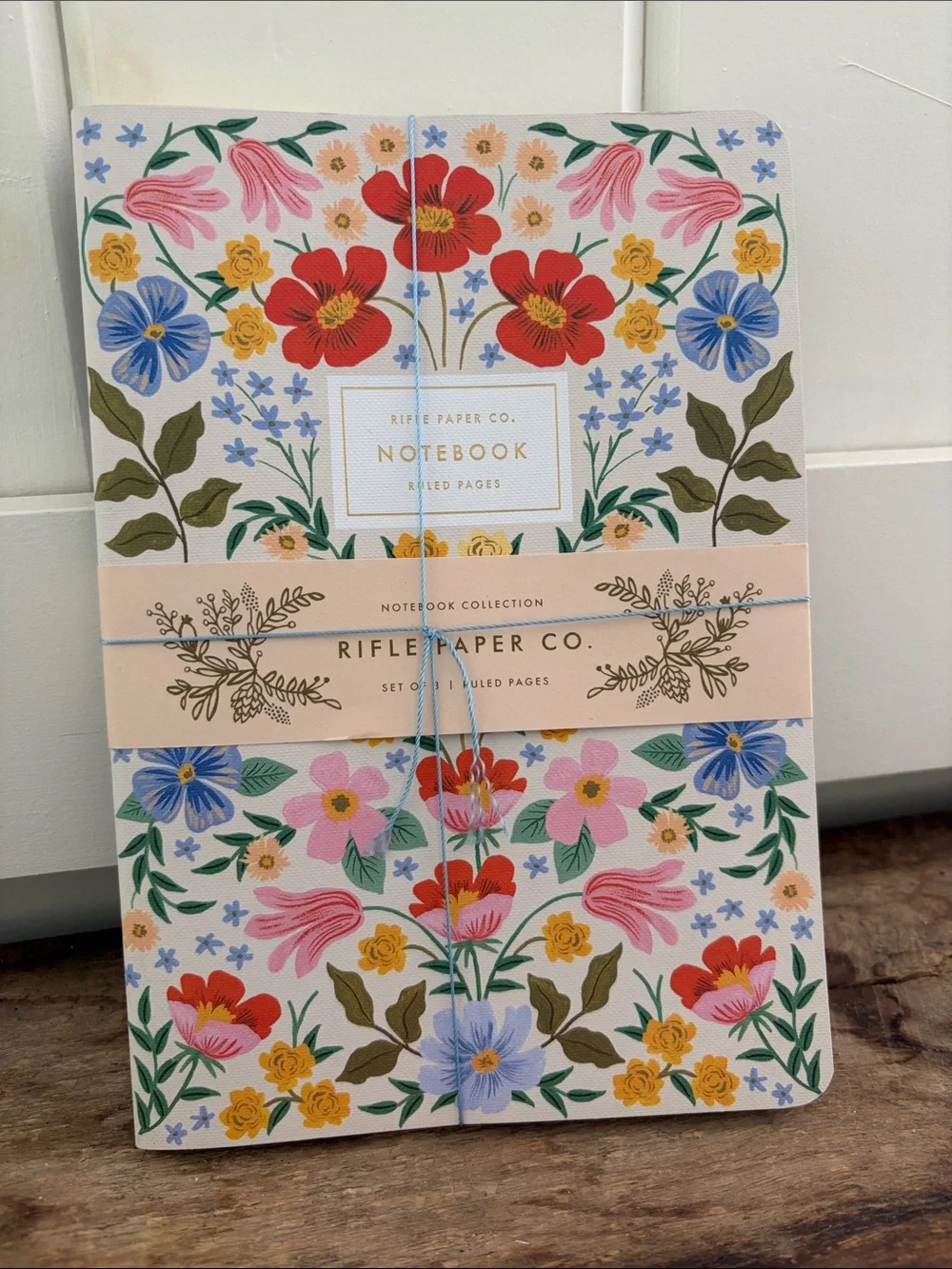 Rifle Paper Co. Floral Notebooks — Red, Blue, Pink, Yellow, Green-Set of 3